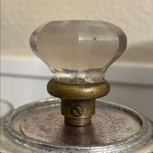 Antique Salvage Octagonal Crystal Glass Door Knob with Brass Base